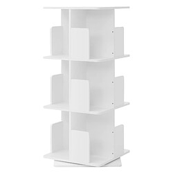 ML-Design Bibliothèque tournante enfant 3 niveaux 12 compartiments blanc 40x94x40 cm étagère pivotante 360 degrés