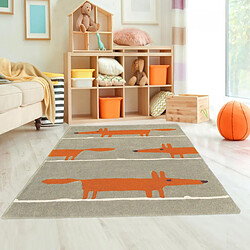 UnAmourDeTapis Tapis enfant Fait main FOX Orange 120x180 en laine idéal pour une chambre