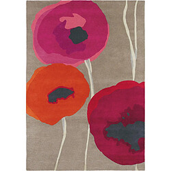 UnAmourDeTapis Tapis salon Fait main POPPIES Rose 140x200 en laine idéal pour un salon