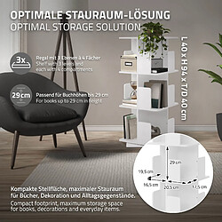 ML-Design Bibliothèque tournante enfant 3 niveaux 12 compartiments blanc 40x94x40 cm étagère pivotante 360 degrés
