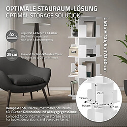 ML-Design Bibliothèque tournante enfant 4 niveaux 16 compartiments blanc 40x124,5x40 cm étagère pivotante 360 degrés