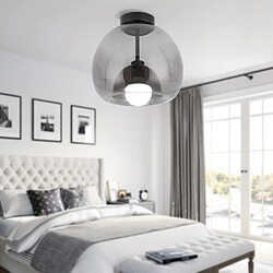 Acheter STOEX Plafonnier En Verre Lampe De Plafond Rond Plafonnier Rétro Lustre Moderne E27 Noir