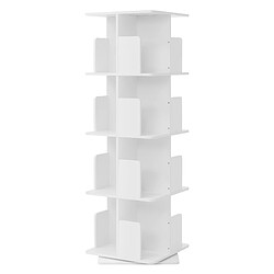 ML-Design Bibliothèque tournante enfant 4 niveaux 16 compartiments blanc 40x124,5x40 cm étagère pivotante 360 degrés