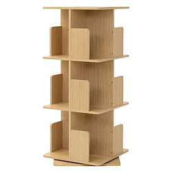 ML-Design Bibliothèque tournante 3 niveaux 12 compartiments beige chêne bois 40x94x40 cm étagère pivotante 360 degrés