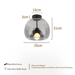 STOEX Plafonnier En Verre Lampe De Plafond Rond Plafonnier Rétro Lustre Moderne E27 Noir pas cher