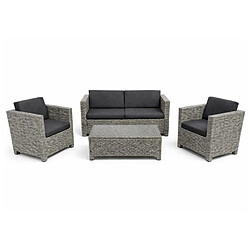 Concept Usine Salon de jardin 4 places en résine tressée gris et noir SOCOTRA