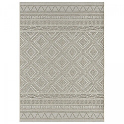 UnAmourDeTapis Tapis extérieur 200x280 tissé kilim beige et crème HAWAIOU EX