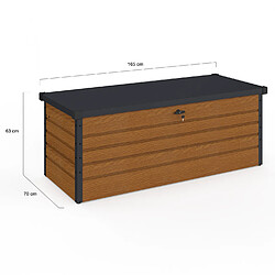 Acheter Idmarket Coffre de rangement métal verrouillable effet bois et gris pour jardin 600L 165x70x63 cm