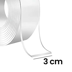 Avizar Ruban Adhésif Nano Tape Fixation Double-face 3cm x 1m et sans Perçage Blanc pas cher