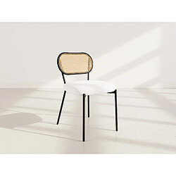 Lisa Design Luciano - lot de 2 chaises cannage - dossier arrondi - en tissu bouclette