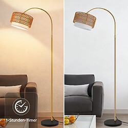 Nettlife Lampadaire Boho en rotin - Noir pas cher