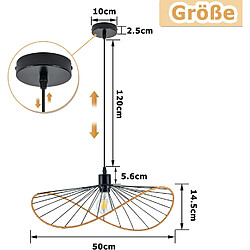 NETTLIFE Suspension Boho Noire Ø50cm Lustre Vintage Métal E27 Salon Cuisine