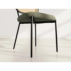 Lisa Design Luciano - lot de 2 chaises cannage - dossier arrondi - en tissu bouclette pas cher