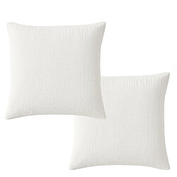 Housse De Rêve Lot 2 taies d'oreiller 65x65 cm Gaze de Coton Lavé Blanc Pur