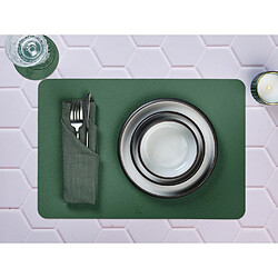 Bjorn Sous-verre rond réversible - 6 pièces - Cuir recyclé jaune moutarde et vert sapin pas cher