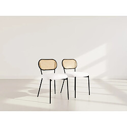 Lisa Design Luciano - lot de 2 chaises cannage - dossier arrondi - en tissu bouclette