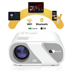 Hoco Hoko Mini Vidéoprojecteur HD 720p Wi-Fi 5GHz Bluetooth HDMI Projection 200 pouces Blanc pas cher
