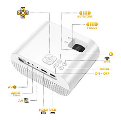 Avis Hoco Hoko Mini Vidéoprojecteur HD 720p Wi-Fi 5GHz Bluetooth HDMI Projection 200 pouces Blanc