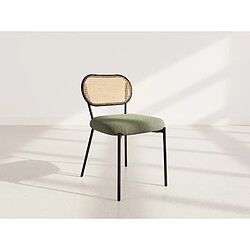 Lisa Design Luciano - lot de 2 chaises cannage - dossier arrondi - en tissu bouclette