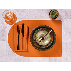 Bjorn Sous-verre rond réversible - 6 pièces - Cuir recyclé orange et chocolat pas cher