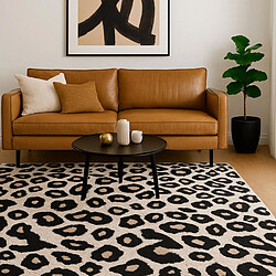UnAmourDeTapis tapis chambre 80x150 LYN1 LEOPARD Beige et marron motif félin tacheté