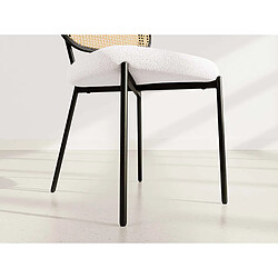 Lisa Design Luciano - lot de 2 chaises cannage - dossier arrondi - en tissu bouclette pas cher