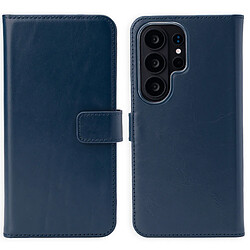 Selencia Étui portefeuille en cuir véritable pour Samsung Galaxy S26 Ultra - Bleu foncé