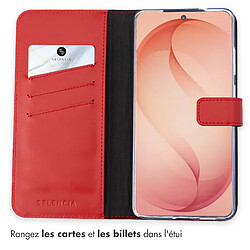 Avis Selencia Étui portefeuille en cuir véritable pour Samsung Galaxy S26 Plus - Rouge