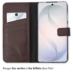 Acheter Selencia Étui portefeuille en cuir véritable pour Samsung Galaxy S26 - Marron