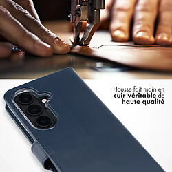 Selencia Étui portefeuille en cuir véritable pour Samsung Galaxy S26 Plus - Bleu foncé
