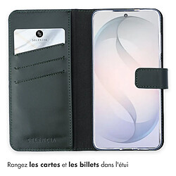 Avis Selencia Étui portefeuille en cuir véritable pour Samsung Galaxy S26 - Vert