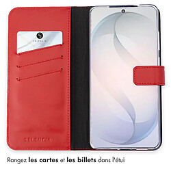 Avis Selencia Étui portefeuille en cuir véritable pour Samsung Galaxy S26 - Rouge