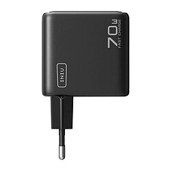 Iniu Chargeur Secteur GaN 70W 2 Ports USB-C PD / USB-A et Prise Pliable Noir