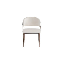 Homy France Lot de 4 chaises salle à manger velours beige pieds effet noyer métal LAMIA