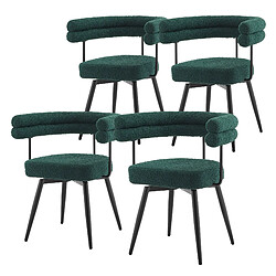 ML-Design Lot de 4 Chaises Pivotantes, Vert Foncé en Tissu Teddy Pieds en métal