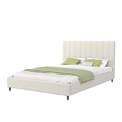 Acheter Concept Usine Lit bouclette 160x200cm beige avec tête de lit et sommier CAMBRIDGE