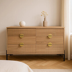 Concept Usine Commode 6 tiroirs décor bois rainuré 124cm VALLO