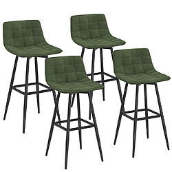 Idmarket Tabourets MADY vert velours x4
