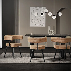 ML-Design Lot de 4 Chaises Pivotantes, Marron en Tissu Teddy Pieds en métal pas cher