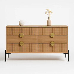 Concept Usine Commode 6 tiroirs décor bois rainuré 124cm VALLO