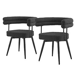 ML-Design Lot de 2 Chaises Pivotantes, Gris Foncé en Tissu Teddy Pieds en métal