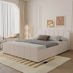 Acheter Concept Usine Lit coffre 140x190cm en velours beige TAMPA