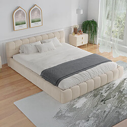 Acheter Concept Usine Lit style nuage 140x190cm en velours beige KANSAS