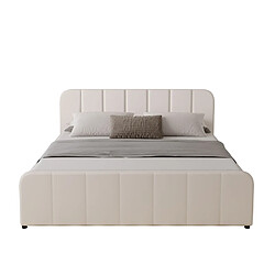 Concept Usine Lit coffre 140x190cm en velours beige TAMPA pas cher
