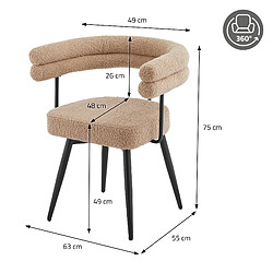 Avis ML-Design Lot de 4 Chaises Pivotantes, Marron en Tissu Teddy Pieds en métal