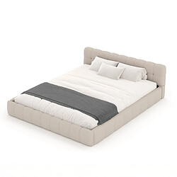 Concept Usine Lit style nuage 140x190cm en velours beige KANSAS pas cher
