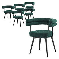 ML-Design Lot de 6 Chaises Pivotantes, Vert Foncé en Tissu Teddy Pieds en métal