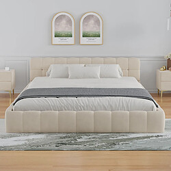 Avis Concept Usine Lit style nuage 140x190cm en velours beige KANSAS