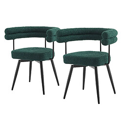 ML-Design Lot de 2 Chaises Pivotantes, Vert Foncé en Tissu Teddy Pieds en métal
