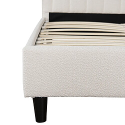 Concept Usine Lit bouclette 160x200cm beige avec tête de lit et sommier CAMBRIDGE pas cher